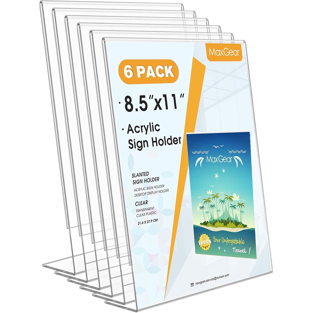 6-Pack 8.5×11″ Vertical Slant Back Plastic Paper Holder