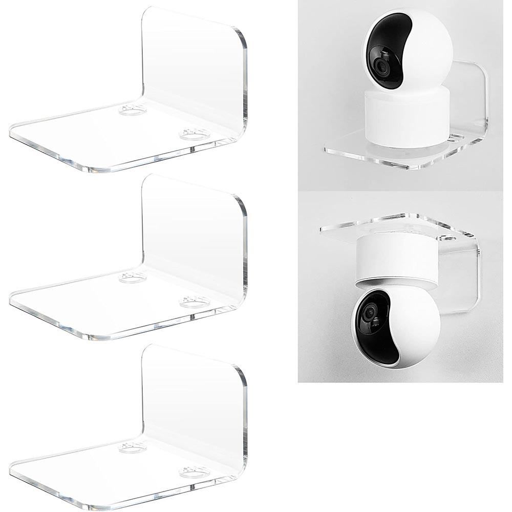 Set of 3 Acrylic Floating Wall Shelves for Security Cameras Set of 3 Acrylic Floating Wall Shelves for Security Cameras
