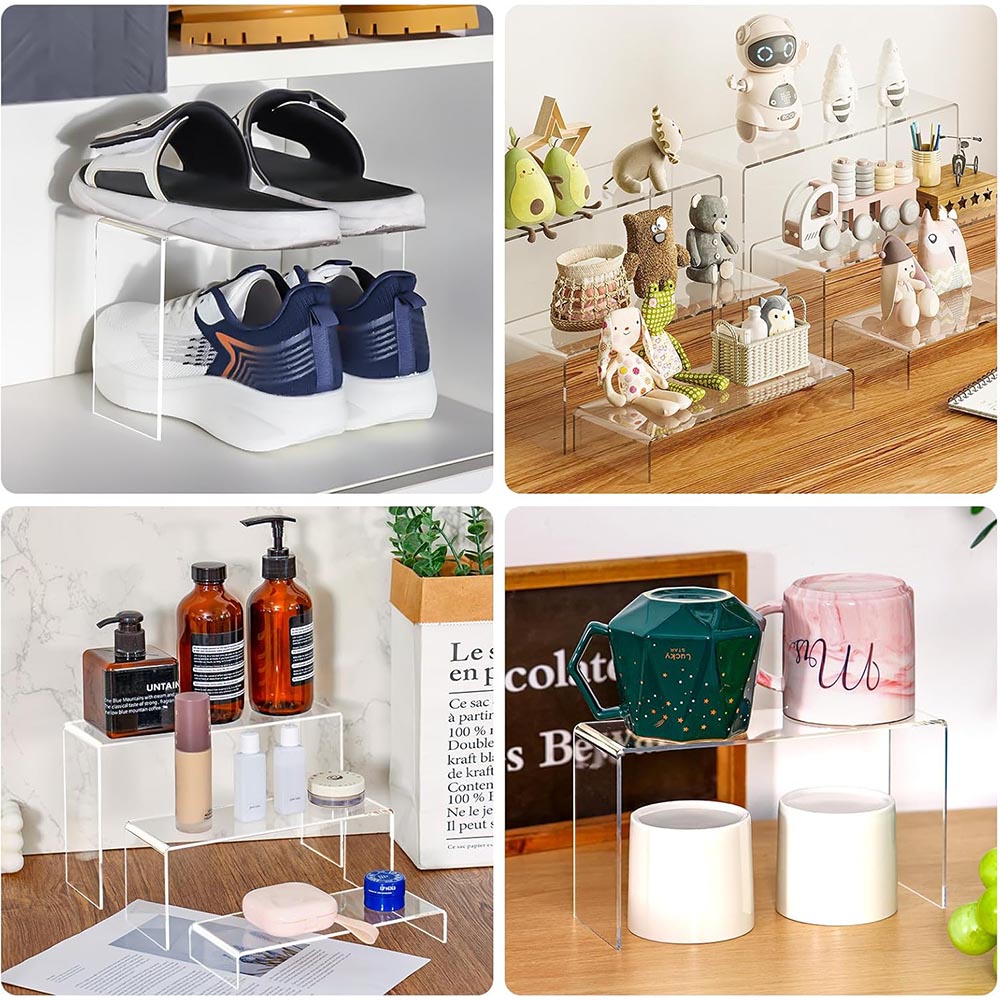 2-Set 10-Piece Clear Acrylic Risers for Display