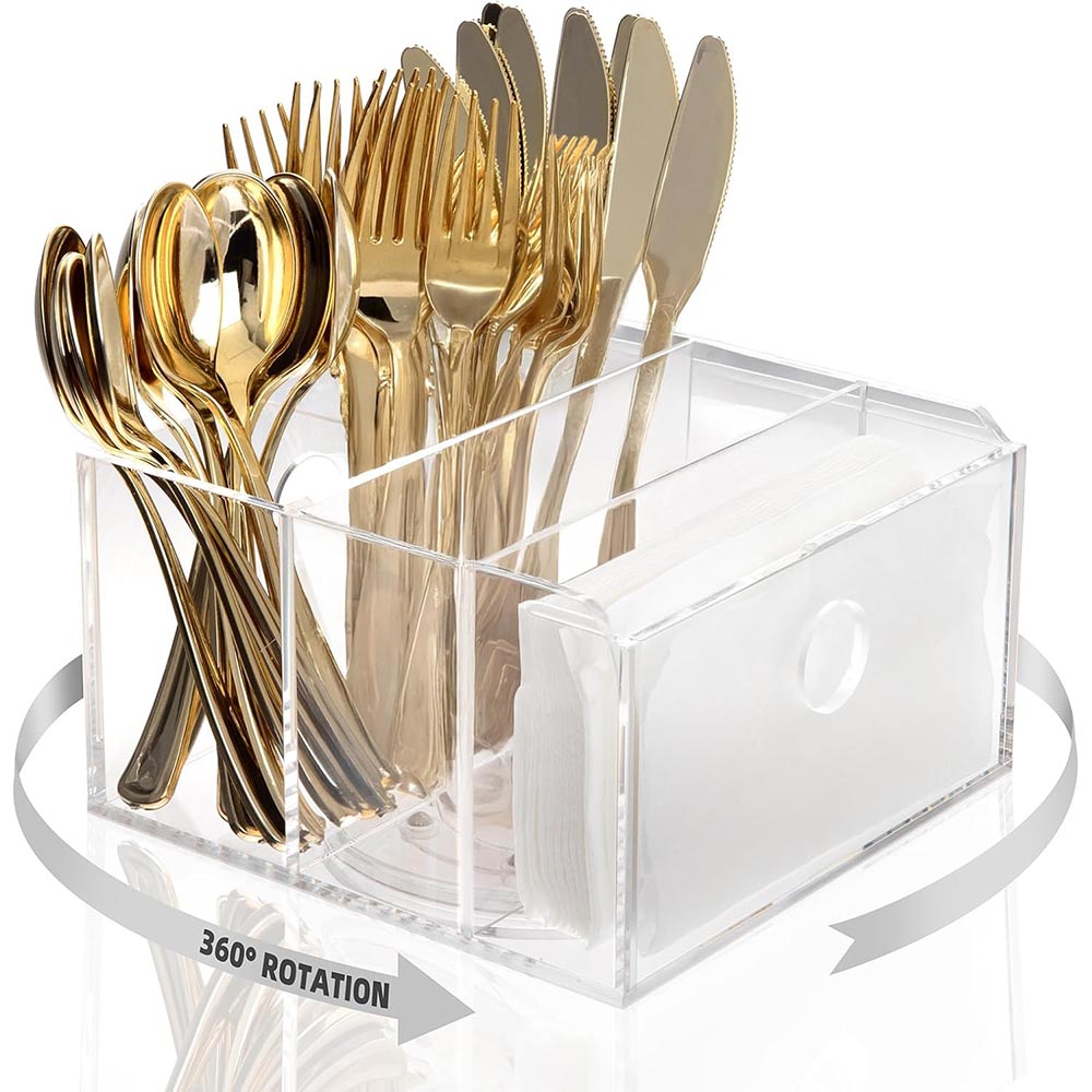 Acrylic Swivel Silverware & Utensil Caddy