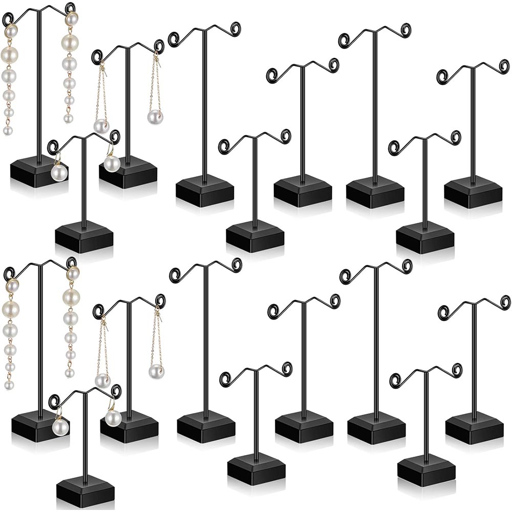 18-Pack Metal T-Bar Earring Display Stand with Acrylic Base 18-Pack Metal T-Bar Earring Display Stand with Acrylic Base