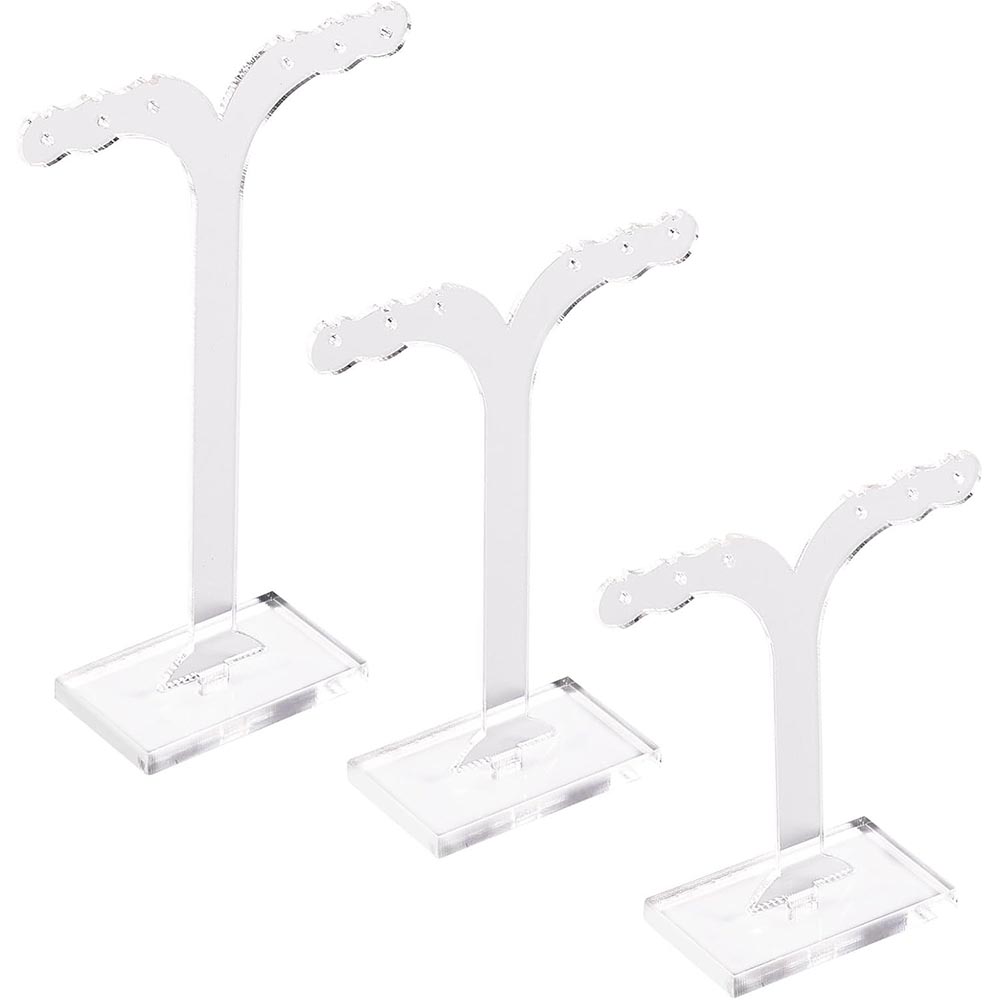 3-Pack Clear Acrylic T-Stand Tree Earring Display Holder