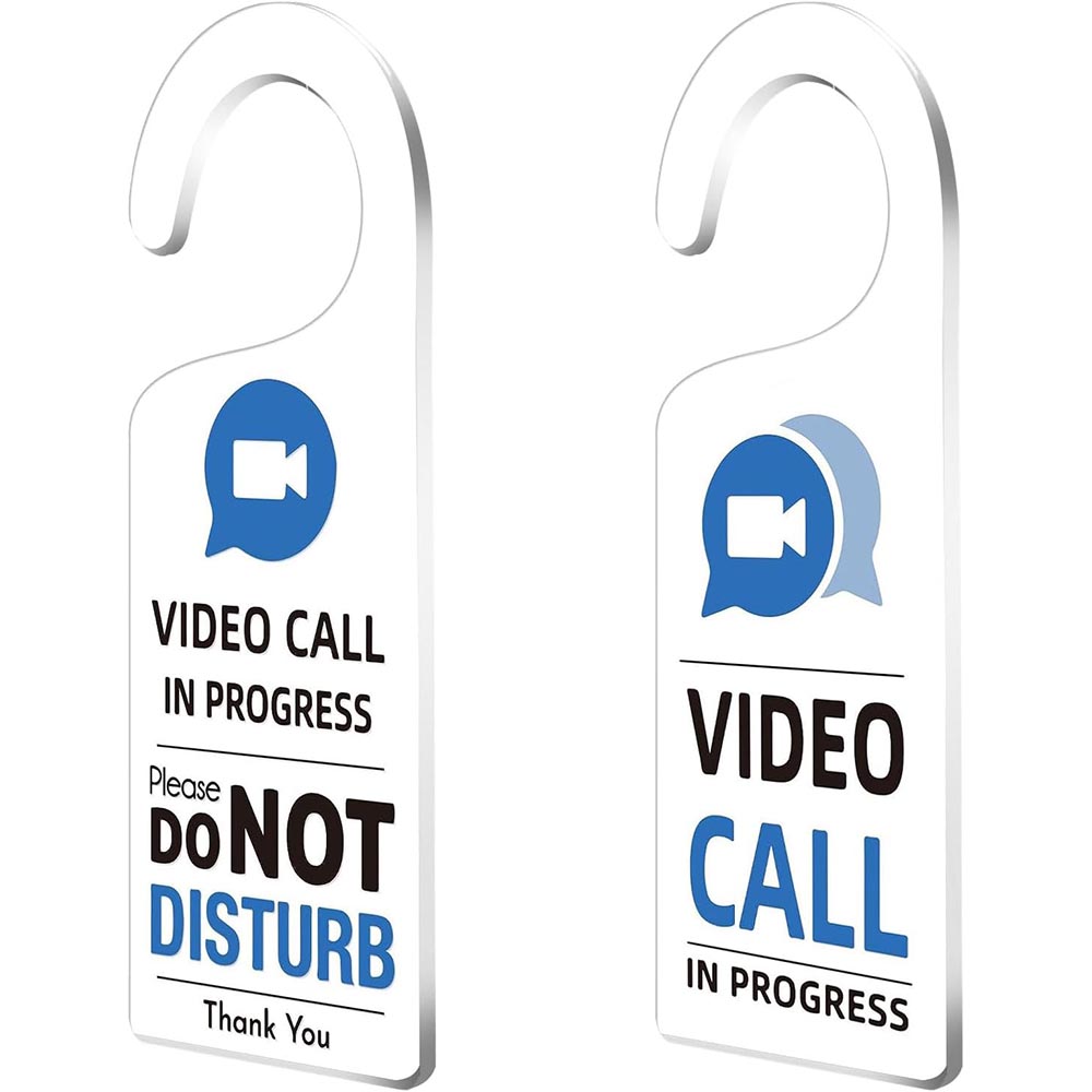 2-Pack “Video Call in Progress” Acrylic Door Hanger Sign 2-Pack “Video Call in Progress” Acrylic Door Hanger Sign