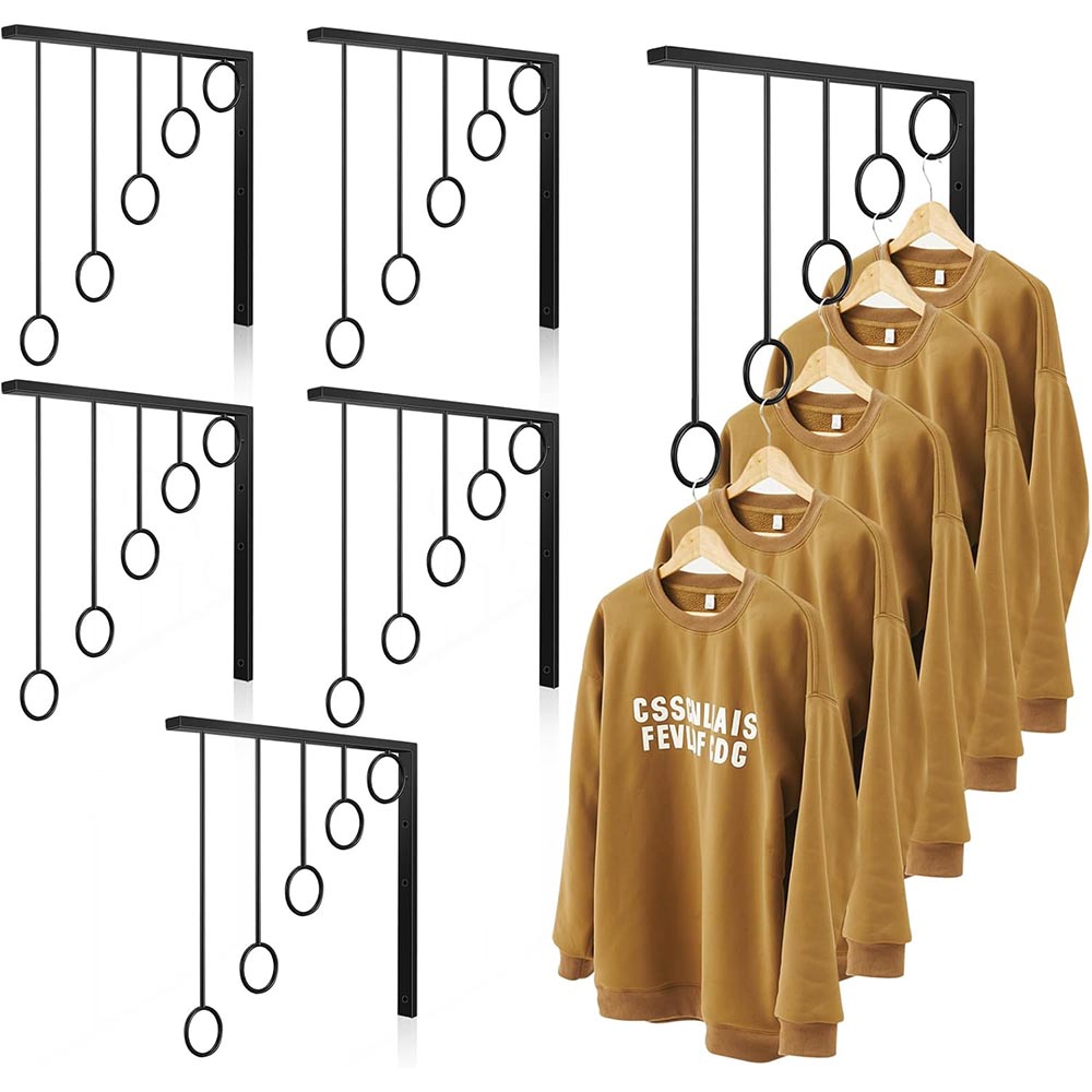 6-Pack Black Metal Wall Mounted Retail Clothing Display Racks 6-Pack Black Metal Wall Mounted Retail Clothing Display Racks