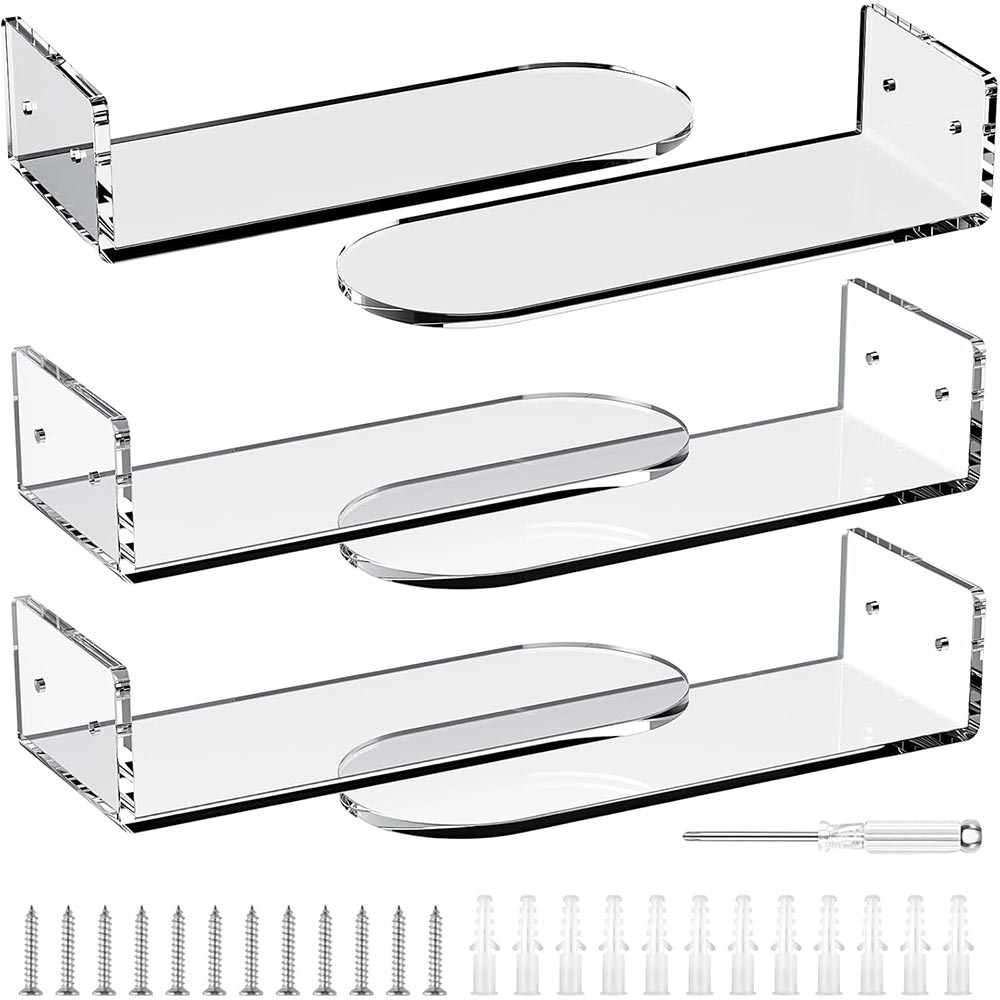 6-Pack Acrylic Floating Sneaker Shelves for Wall