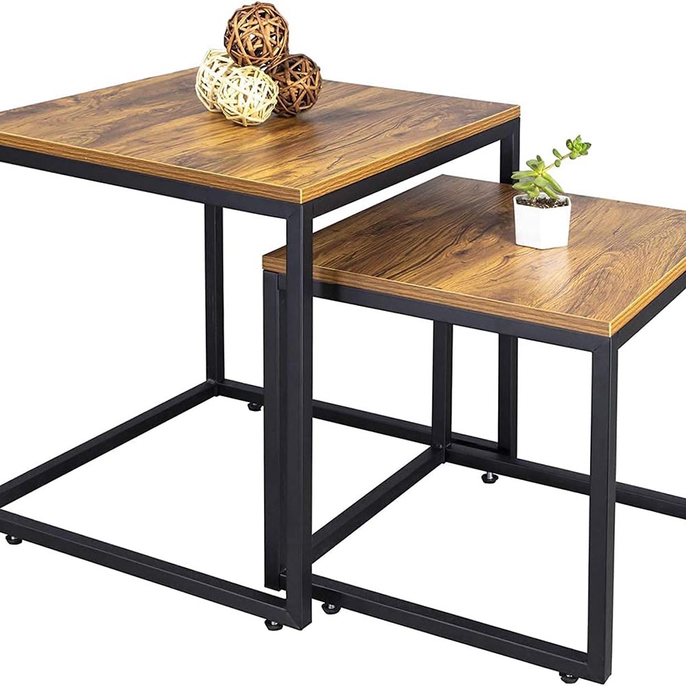 Set of 2 Wood & Steel Nesting Coffee Tables Set of 2 Wood & Steel Nesting Coffee Tables