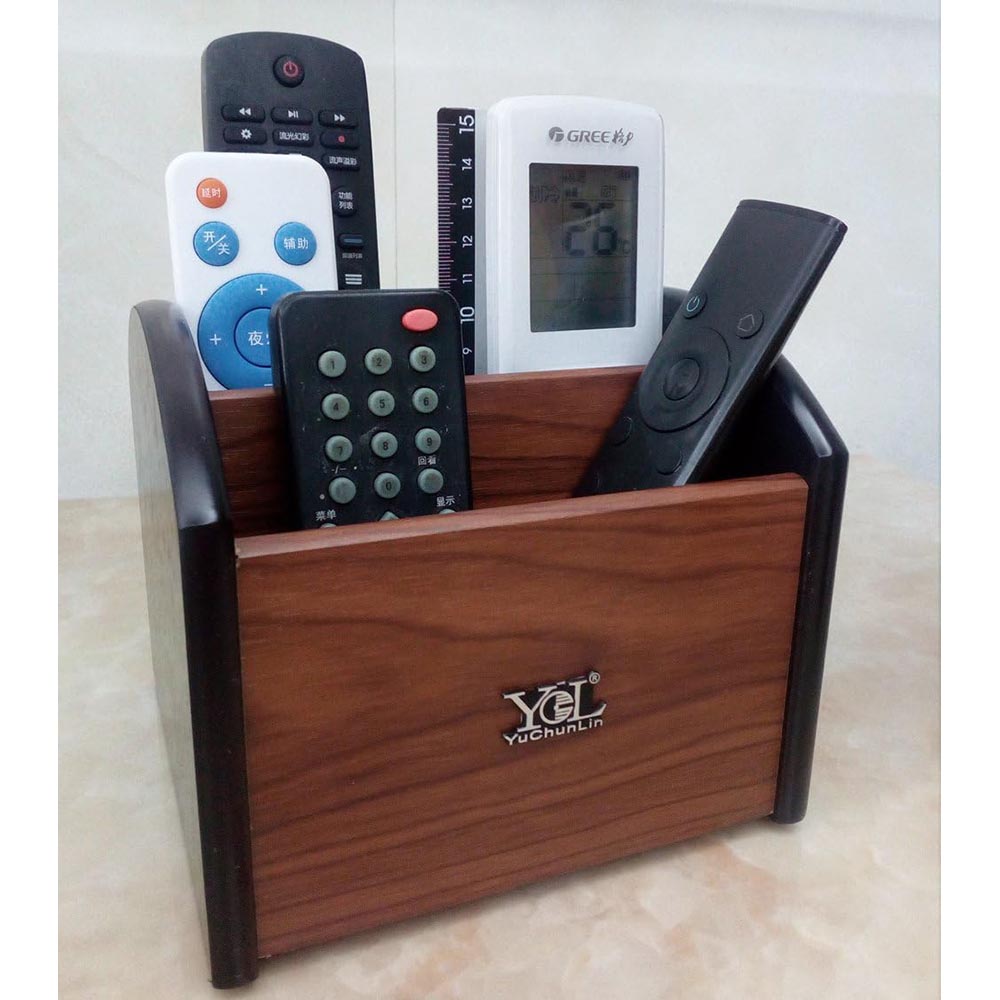 Rotating Wooden Desktop Remote Control & Pen Holder Caddy Rotating Wooden Desktop Remote Control & Pen Holder Caddy